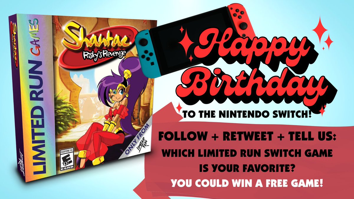 Happy 6th birthday to the #NintendoSwitch! 🎂 Celebrate with a giveaway! Follow, RT & tell us which Limited Run Switch game is your favorite! We'll select winners on Monday to receive another Switch title to add to their collection! Shop more Switch: bit.ly/3KORMsG