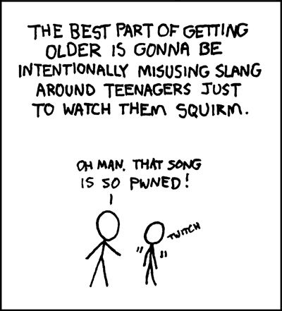 Asking youths in the lab if they wanna have a "lil journal clizzy" purely for the joy of watching their poorly concealed disgust.

<a href="/xkcd/">Randall Munroe</a> had it right