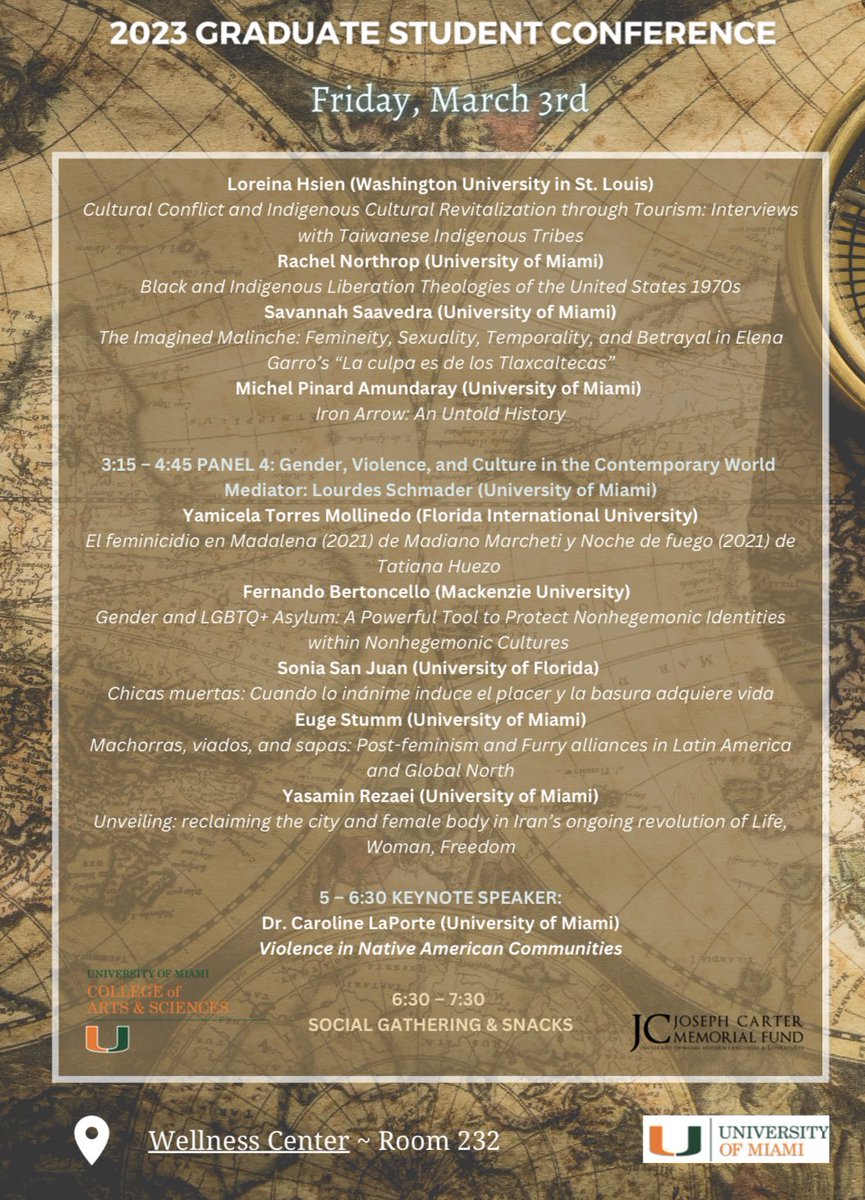 YasaminRezai's tweet image. I’ll be presenting about the performance of unveiling in reclaiming the urban spaces and female body in Iran, today at @univmiami ‘s conference with the theme of Transcultural Expressions: Conflict, Identity and Revitalization in multicultural spheres held in department of Modern…