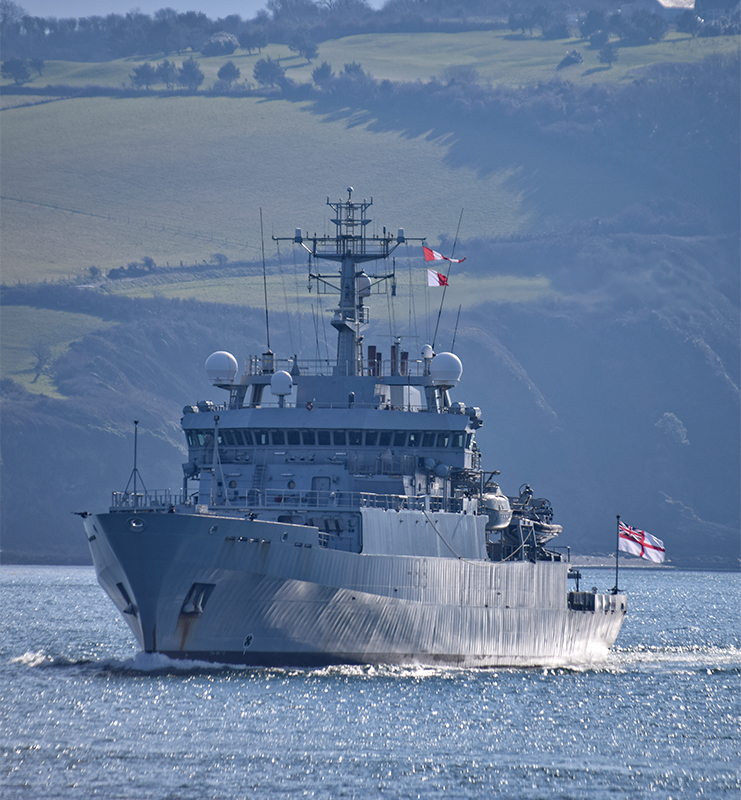 Now in a class of one following the decommissioning and laying up of her sister ship HMS Echo last year, HMS Enterprise sails through Plymouth Sound en route to HMNB Devonport this morning. @WarshipsIFR  @HMSEnterprise @RoyalNavy Copyright Steve Jagger 2022 #Navy #Plymouth