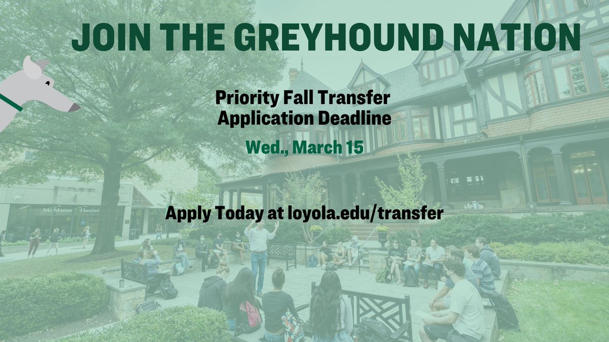 Our priority deadline for Fall Transfer admission is right around the corner! Submit your application by March 15 to receive your admission decision by mid-April. #LoyolaMD #transfer #apply