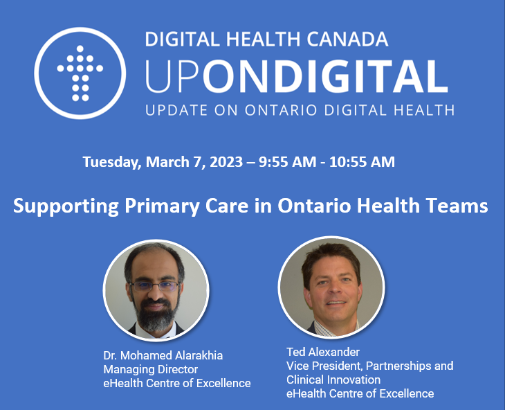 eHealthCE's tweet photo. Our first presentation at the UpOnDigital conference will explore how artificial intelligence and other digital health tools enable the connections between care sectors that are needed for successful integrated care. Hope to see you there! https://t.co/wDqqxDNxyH #UpdateOntario https://t.co/muQaQKGrQn