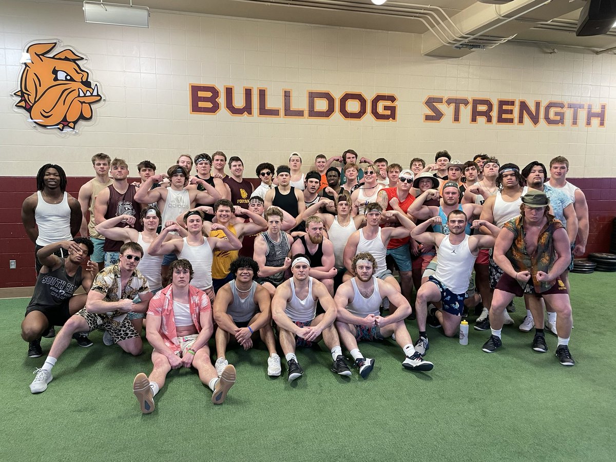 UMD_Football's tweet photo. The boys are ready for spring break finishing up the last lift. 

Excited to get back to work when they come back. 

#EarnIt // #BulldogCountry https://t.co/qjWQAM3rAU
