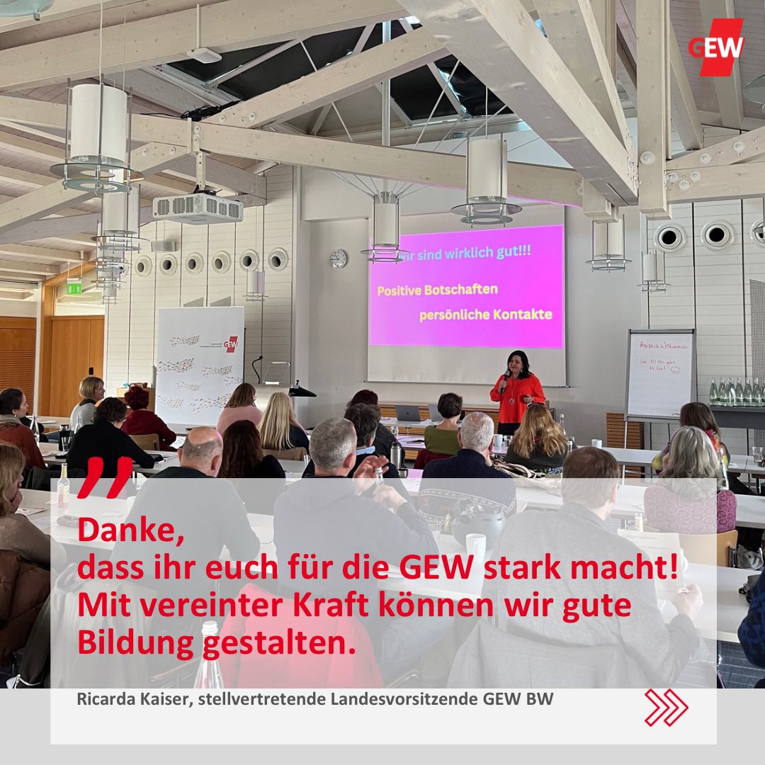 Zahlreiche Vertrauensleute und Vertreter*innen der Personalräte haben sich gestern in Karlsruhe zur jährlichen Vertrauensleute- und Personalrätekonferenz getroffen.

<a href="/MonikaSteinfrbg/">Monika Stein</a> und <a href="/R_Kaiser_GEW/">Ricarda Kaiser</a> waren als Vertreterinnen der Landesspitze gekommen. <a href="/GEW_BW_Presse/">Matthias Schneider</a> #GEW /1