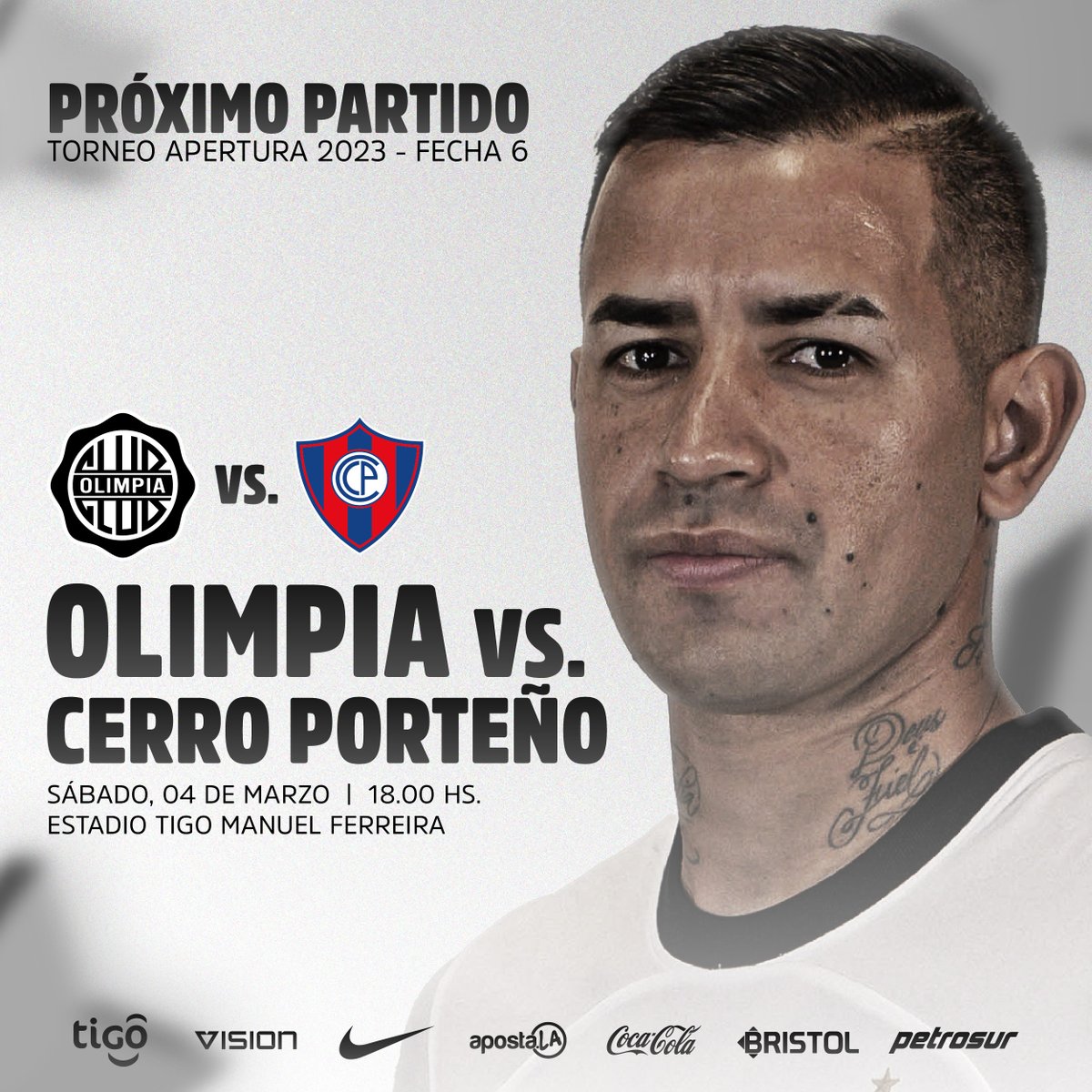 Próximo partido. ➡️

Mañana, en La Cuna de la Gloria, recibimos a Cerro Porteño por la sexta fecha del Torneo Apertura.

¡Todos juntos! 👊🏻

#OlimpiaMiOrgullo ⚪⚫⚪