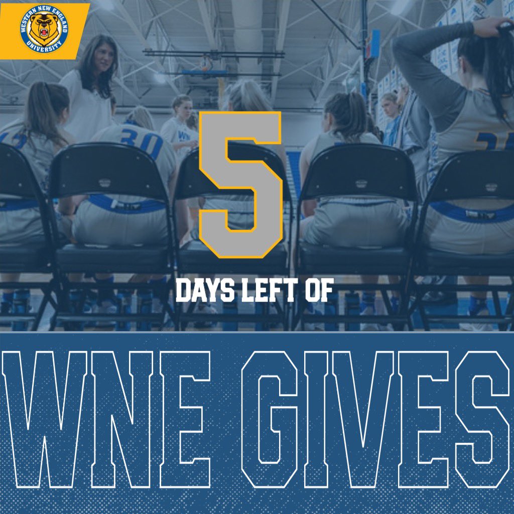 The countdown is HERE‼️Only 5 more days to donate to your favorite WNE WBB team! We appreciate and want to thank all of you who have donated already! #gbearfamily