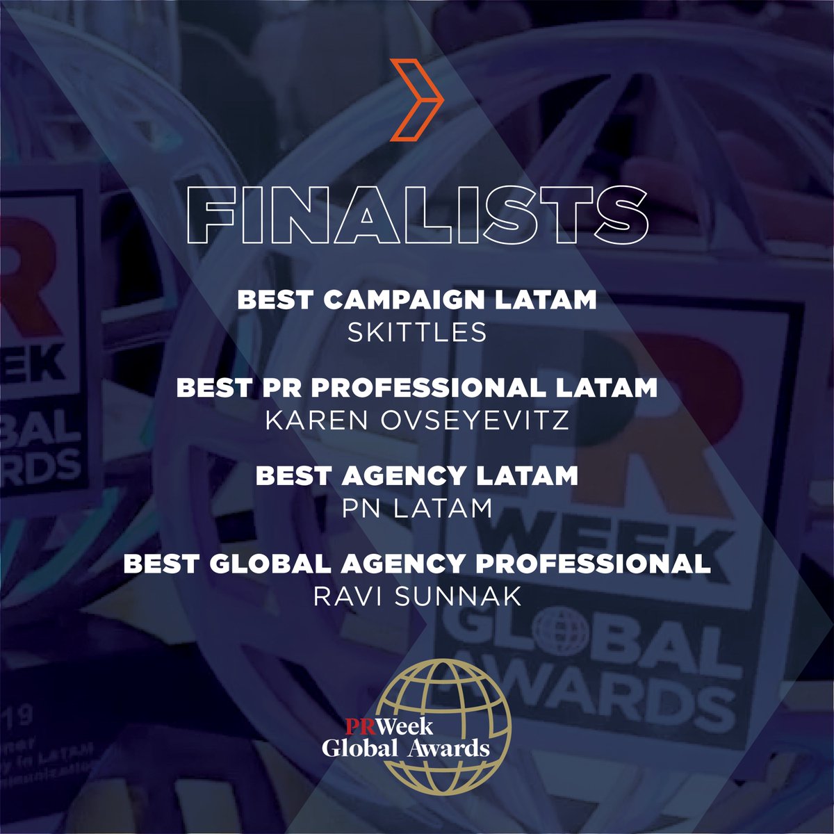 porternovelliNA's tweet photo. We are thrilled to announce that PN has been shortlisted for 4 honors at @PRWeek Global Awards! A special shout out to Ravi Sunnak, Karen Ovseyevitz, and our entire LATAM team on being recognized for all the amazing work that you do. Winners will be announced on May 9th! #PNProud https://t.co/7qcbvUAEvf