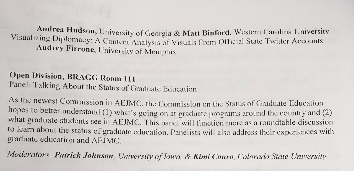 AEJMC's tweet photo. Happening now an open discussion led by @PR_Johnson and Kimi Conro about AEJMC’s newest commission @GradEdCom_AEJMC! #AEJMCSEC23 #AEJMC2023 #SEC2023 https://t.co/ZVxkJtgdXZ