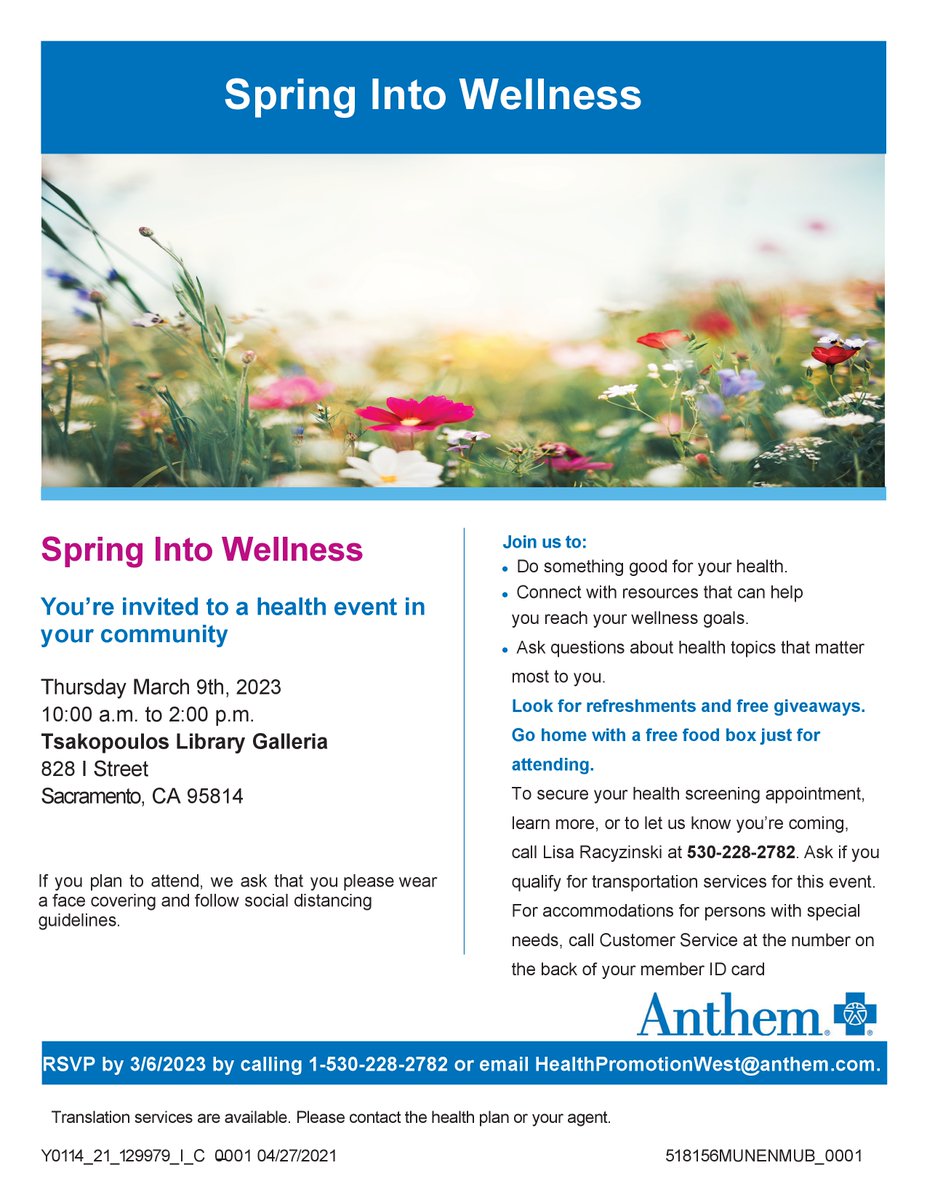 AgencyOnAging4's tweet photo. Spring Into Wellness!
You’re invited to a health event in your community, Thursday March 9th, 2023 from 10:00 a.m. to 2:00 p.m.  Please see the flyer for all the details. https://t.co/qE5AJPQ6KB