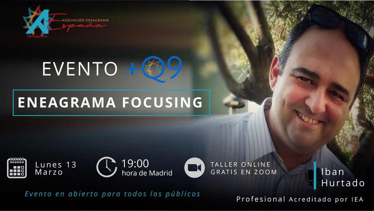 Te invitamos al +Q9 "Eneagrama y Focusing" con Iban Hurtado. El 13 de marzo a las 19h (hora Madrid)
📍 Dónde: Plataforma online Zoom.
👤 A quién va dirigido: A socios de AEneagrama y demás público interesado.
👉 Formulario de inscripción: forms.gle/N4oxbxBJ7YGqXE…