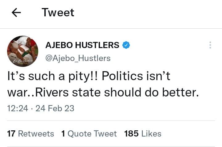 ubymatt1's tweet photo. Let’s support and vote the man that will show us the definition of democratic Governor.
Vote Dumo Lulu-Briggs of ACCORD Party.
#DumoWillDoMore
#RiversPoll
#Obidient https://t.co/UMImPgNJBP
