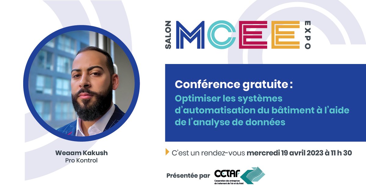Assistez à la conférence avec Weaam Kakush de Pro Kontrol, présentée par la CETAF, le mercredi 19 avril, à 11 h 30. mcee.ca/conference-mce…
