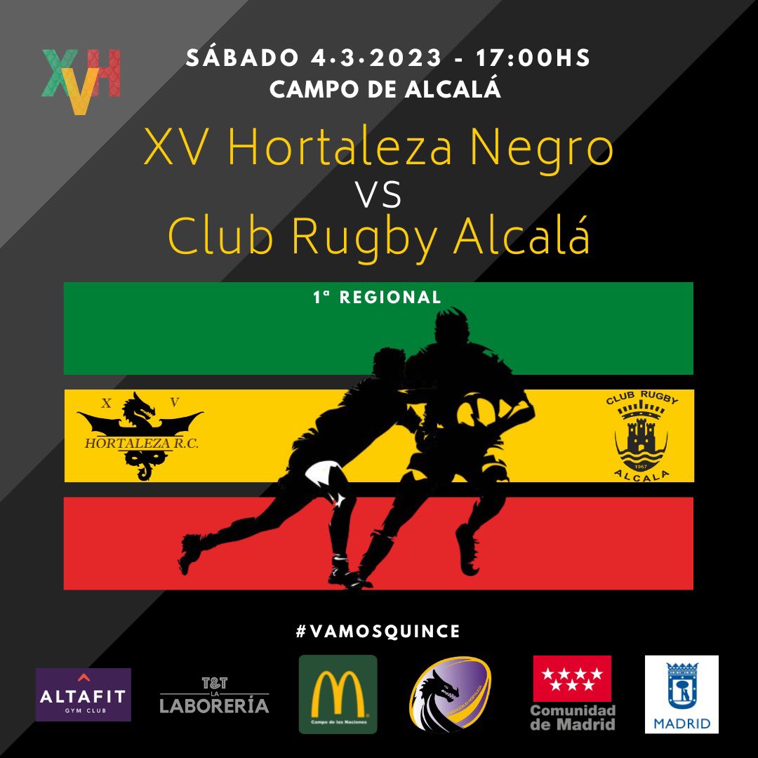 xvhortaleza's tweet photo. Llega el finde y un partido importante para nuestros chicos del equipo Senior Negro contra @clubrugbyalcala actualmente el segundo clasificado de la @RugbyMadrid
Vamos a animar a los DRAGONES!
#vamosquince
#adarlotodo
#siempresumar
#adarlotodoquince
#xvhpasiónporelrugby https://t.co/T2qMSkrSou