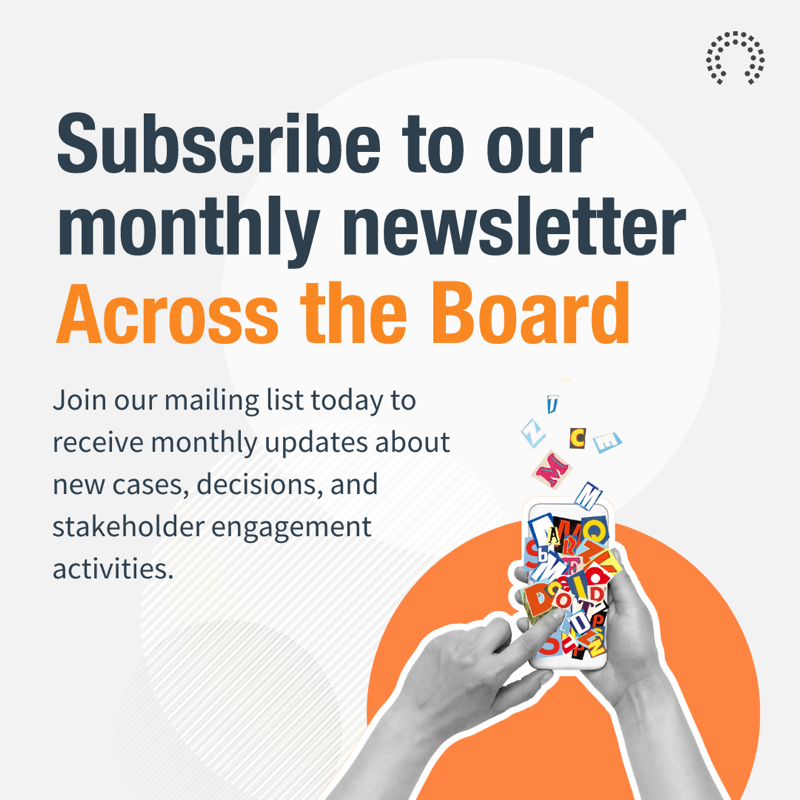 Want to be the first to read our case decisions? 👀

Join our mailing list, and get updates and decisions delivered straight to your inbox! 

You can sign up here:  fal.cn/3wifK