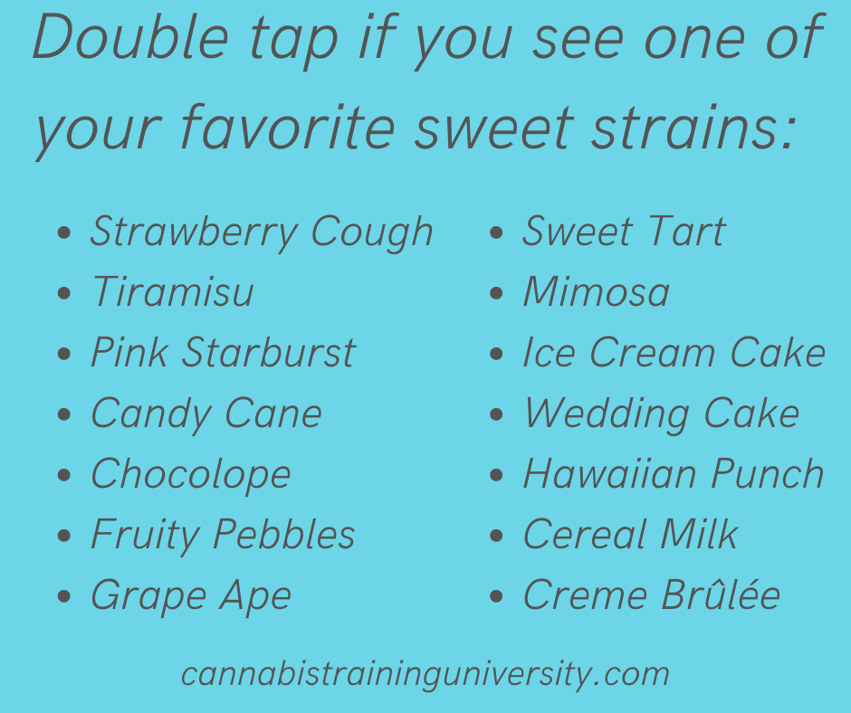 CannabisTrainU's tweet photo. Is your favorite on the list?
#strains #sweetstrains #indica #sativa #cannabiscommunity https://t.co/3AyzZ7lr1p