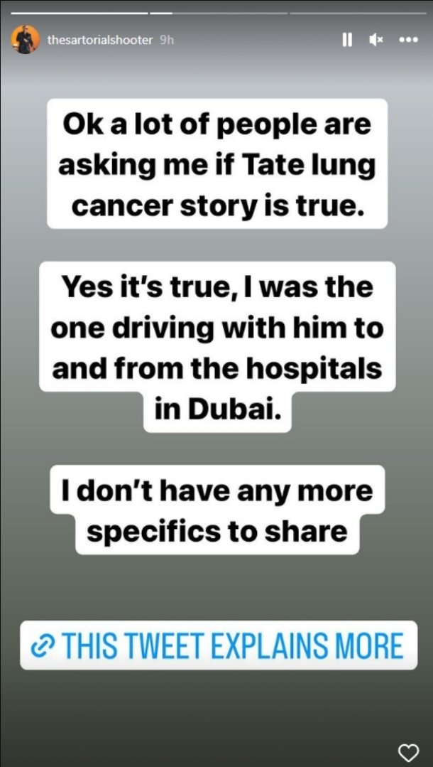 ErikCopy's tweet photo. A message from Satorial Shooter 

Pray for Andrew Tate 🙏 🙏 

#PrayforTate 
#Tate 
#AndrewTate https://t.co/yVw6K3FUHH