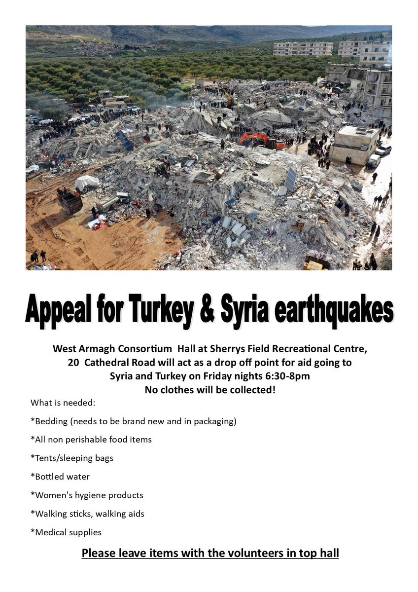 westarmaghcons1's tweet photo. Earthquake Appeal https://t.co/pZ8m1aiehf via @westarmaghcons1 https://t.co/31ZySns4B7