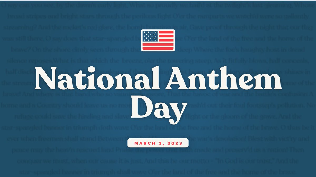 On this National Anthem Day, let us be reminded that America is, and will forever be, the land of the free and the home of the brave.