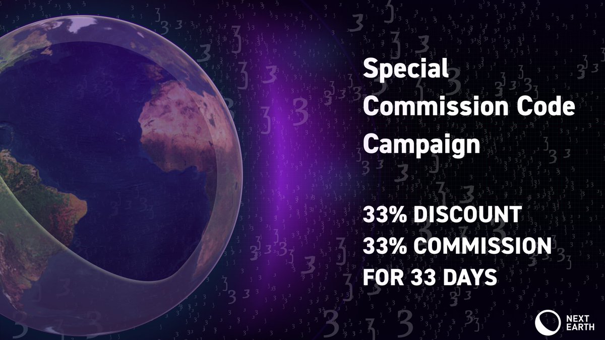 Ready to join the m3tav3rs3 3volution? 💥

#NextEarth is launching a special referral code campaign on 3/3 at 3:03pm that unlocks a 33% discount on land purchases &amp; gives a generous 33% commission to the code owner... for 33 days! ✅

Find your code below. 👇