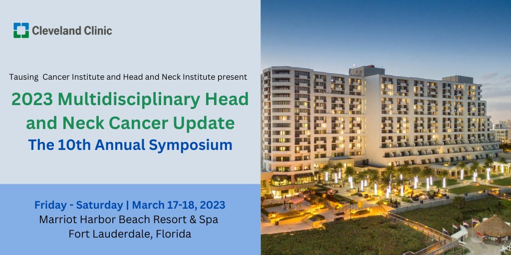 📅 Join us for a #HeadandNeckCancer #CME Update in #FtLauderdale.

The goal of this course is to provide a contemporary update of management strategies of head and neck #cancer using a multidisciplinary approach.

➡️ Register now: bit.ly/3xMjDlA @JGreskovichMD