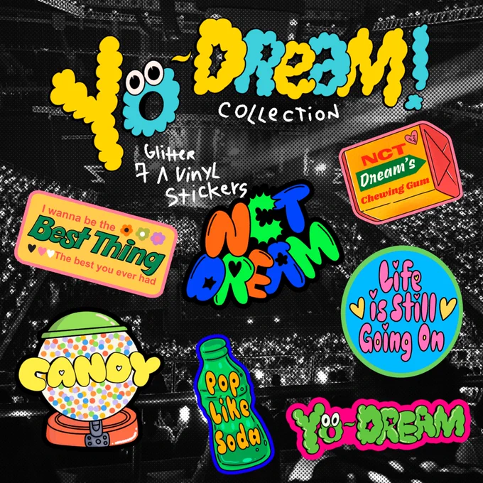 launching my first k-pop fanmerch🗯️💚 the YO~DREAM! collection. Featuring 7 glitter vinyl stickers inspired on NCT Dream's songs #nctdream 