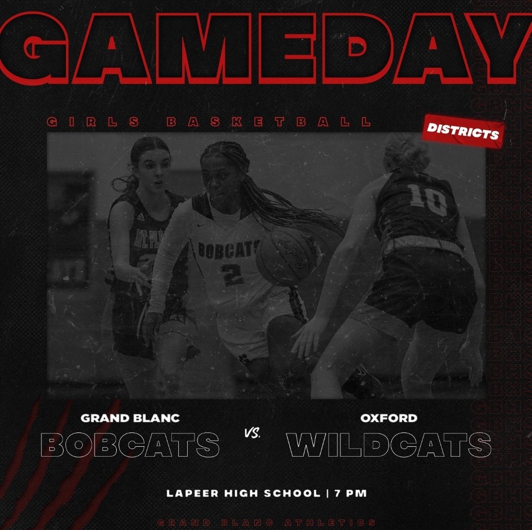 Game Day!! District Finals vs. Oxford at Lapeer High School -     7 pm <a href="/_GB_Athletics_/">Grand Blanc Bobcats</a>
Get your tickets only on GoFan: bit.ly/3KS4jvf