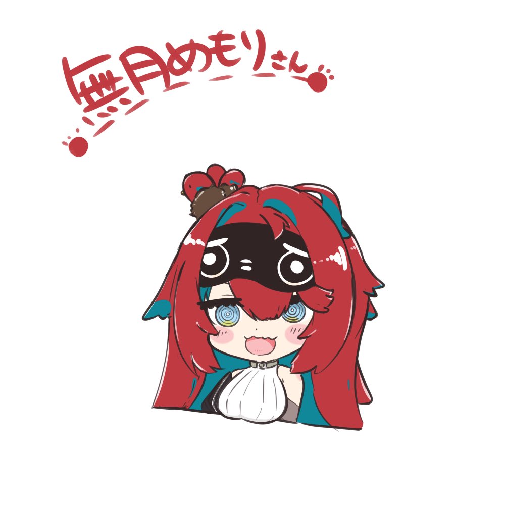 1girl solo red hair blue eyes white background open mouth chibi  illustration images