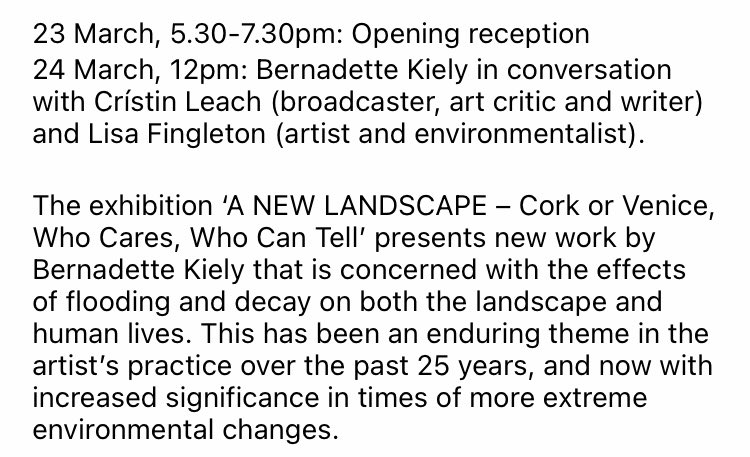 Berkiel's tweet photo. Delighted to be showing a new exhibition of work at the gorgeous LAVIT Gallery beside the river Lee on Wandesford Quay in Cork City. @LavitGallery @cristinleach #ClimateCrisis @Aosdana https://t.co/DXoFChuSBy