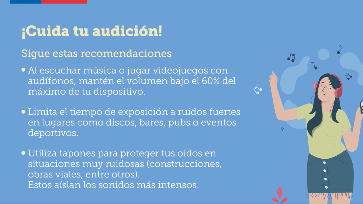 ministeriosalud's tweet photo. 🔸En la conmemoración del Día Mundial de la Audición te invitamos a informarte y cuidar tu salud salud auditiva.
✅ Sigue las siguientes recomendaciones y pon atención a los signos de alerta. https://t.co/nOG19DooC2