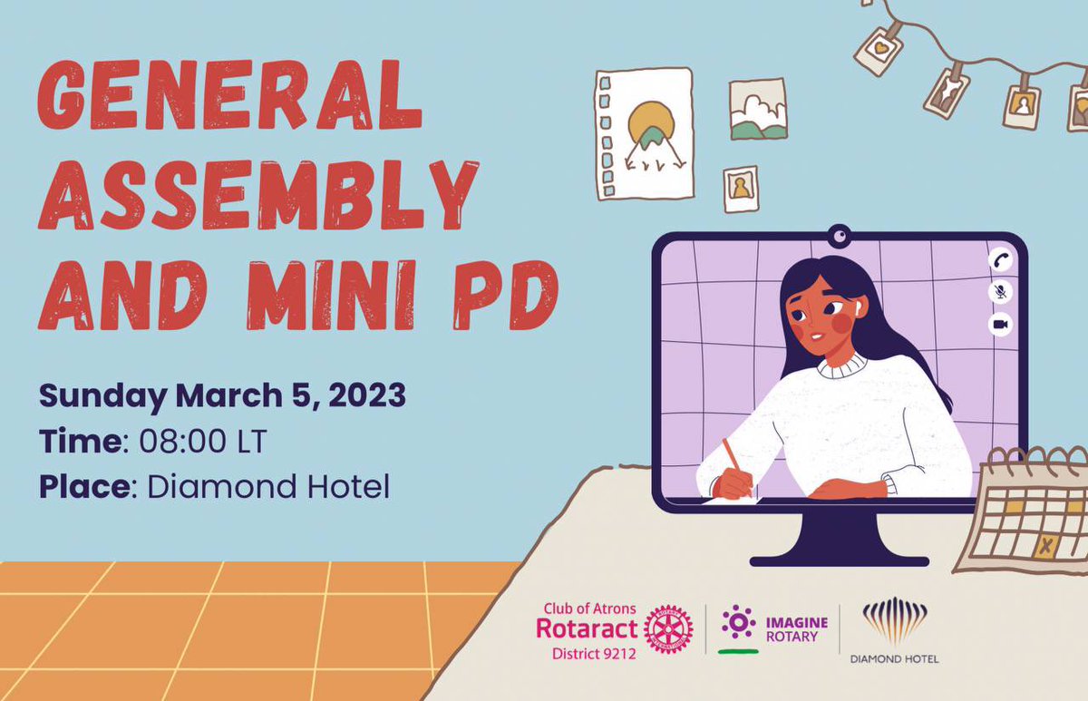 AtronsRotaract's tweet photo. 📆📆📆THIS SUNDAYY📅📅📅
     
 📌RAC ATRONS GENERAL ASSEMBLY AND MINI PD ON TASK MANAGMENT AND DELIGATION

📅 አትሮንስ ስብሰባ https://t.co/q6zkZlHVKI