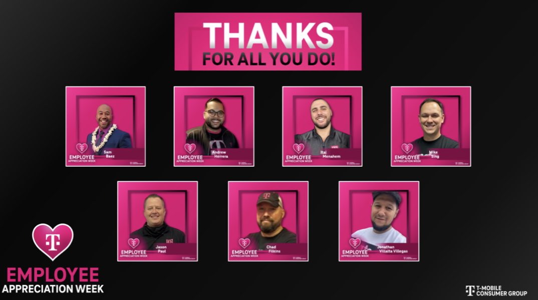 It’s Employee Appreciation Day! Big shout-out to these rockstars who I’m very fortunate to work with every day! @SamBaez78 @andrewherrera31 @ItaiMenahem @_MSing_ @JPaul727 @chad_filkins @FLUncarrier