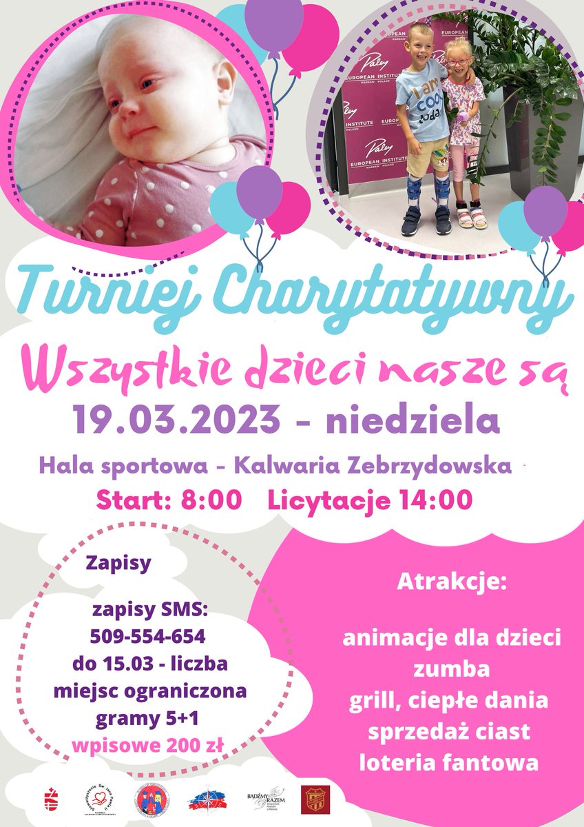 Kalwaria_Zeb's tweet photo. 👶👧🧒  Turniej Charytatywny „Wszystkie dzieci nasze są”
ℹ️  W niedzielę 19.03.2023 r. zorganizowany zostanie Turniej Charytatywny „Wszystkie dzieci nasze są”.  

W czasie Turnieju będą zbierane środki na leczenie Marysi i Olusia z Podolan oraz Zosi Pająk ze Skawinek. https://t.co/JiKS0xsm9k