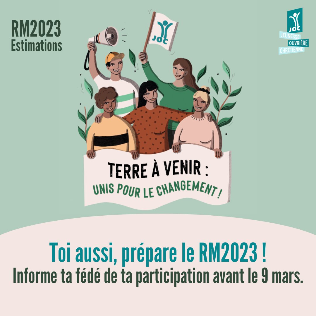 JOC2France's tweet photo. Un #RM023 au top ? Ça se prépare ! 🤩
👉 Les permanents ont besoin de savoir combien de copains seront présents. Aide les en informant ta fédé de ta participation avant le 9 mars.
⚠️ Aux fédés, vous avez jusqu'au 10 mars pour faire remonter votre fiche estimative ! https://t.co/URrMkGcxkX
