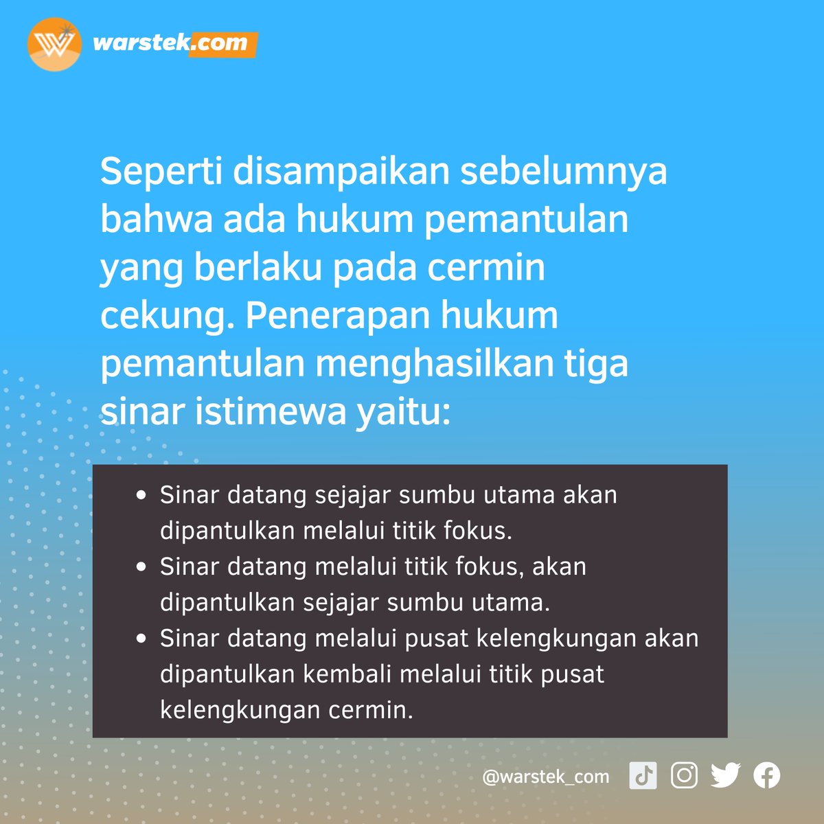 warstek_com's tweet photo. Hal ini terjadi karena pada permukaan sendok, cahaya yang memantul terbalik ketika memantul kembali ke mata kita.
____
#SainsSeharihari #sendok #kaca #bengkok #terbalik #cermin #wajah #komuk #muka #update #asik #sains https://t.co/iaxkTkposq