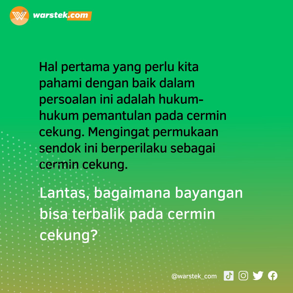 warstek_com's tweet photo. Hal ini terjadi karena pada permukaan sendok, cahaya yang memantul terbalik ketika memantul kembali ke mata kita.
____
#SainsSeharihari #sendok #kaca #bengkok #terbalik #cermin #wajah #komuk #muka #update #asik #sains https://t.co/iaxkTkposq
