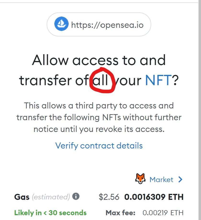 Capskins21's tweet photo. Gm NFT Twitter, is this normal when listing or a messed up contract? Allowing access to and transfer of ALL of your NFT's? Typically I see within the collection or the specific NFT, not all. #nft #nftquestion #nfthelp https://t.co/uNap9h9sXV
