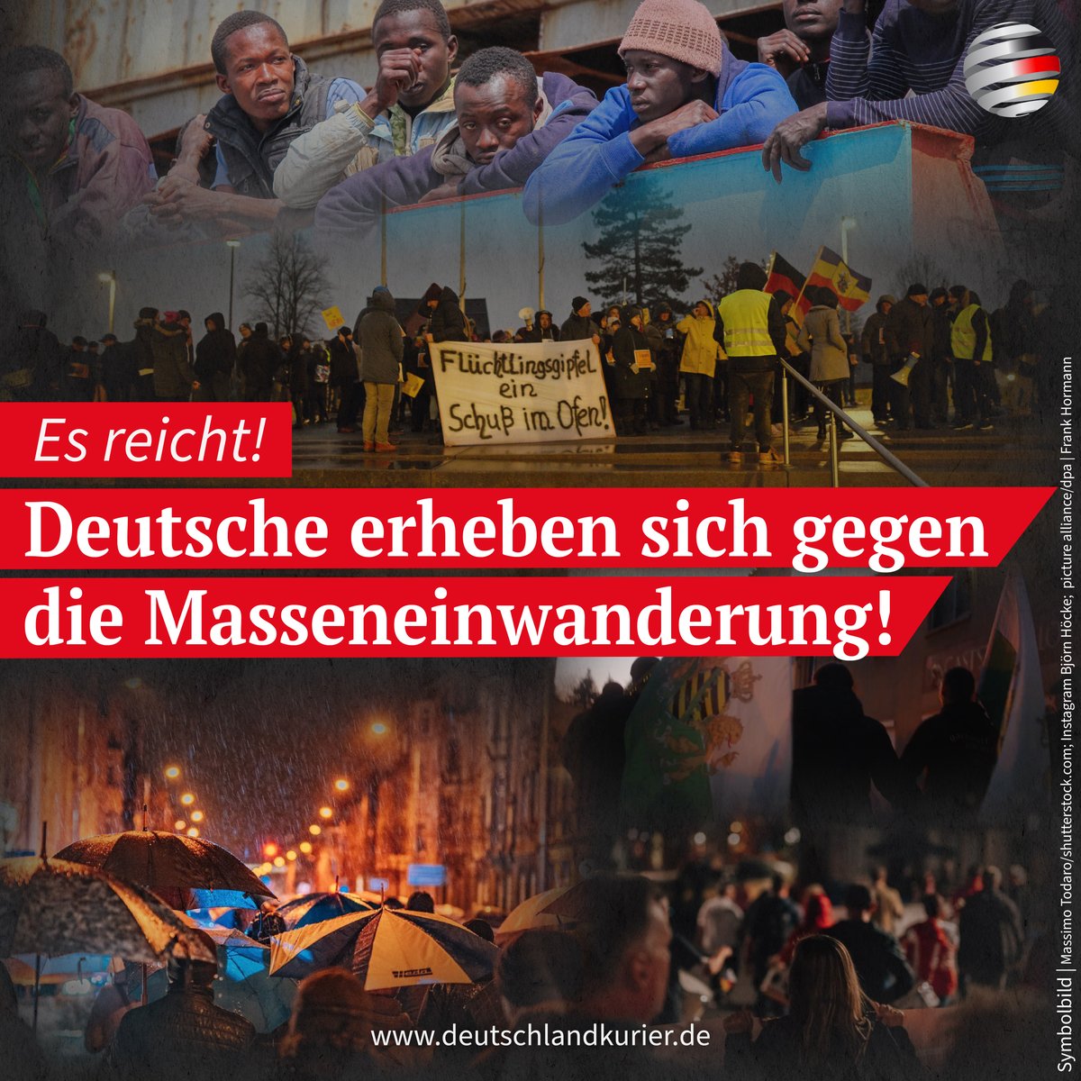 Deu_Kurier's tweet photo. Nach #Impf- und #Maskenterror, nach #Horror-Inflation und #Energiekosten-Wahnsinn, nach „grüner“ #Kriegstreiberei und #Russophobie formiert sich jetzt #bundesweit #Protest gegen das #Migrations-Chaos der „Ampel“-Regierung:

https://t.co/PFurWzNBeu https://t.co/3wAWP0AFmB