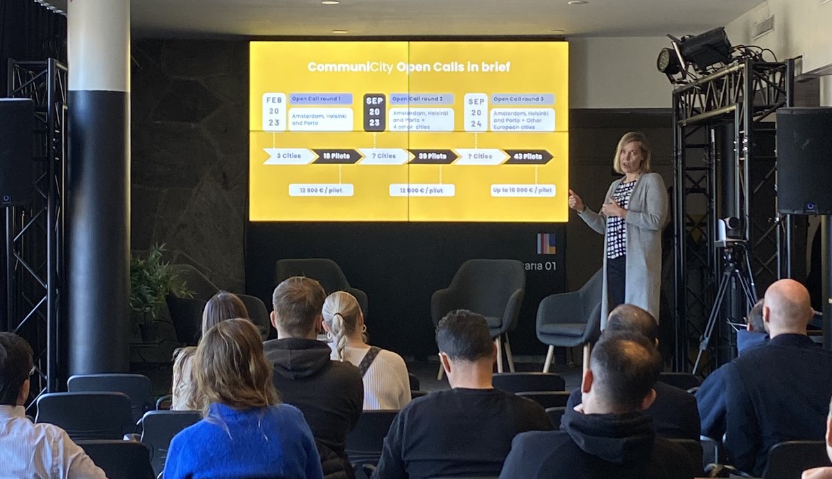 am_sandell's tweet photo. It was pleasure to present the ongoing @communi_city  Open Call for Applications for such an enthusiastic audience. We are looking forward to receiving many great applications from the @UrbanTechHEL network by the submission deadline 31st March! #smartcities #opencall #H2020 https://t.co/vKlbT4LHNp