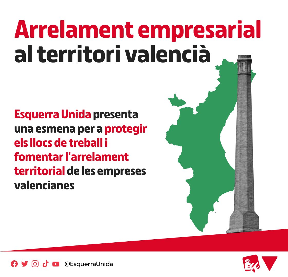 EstefaniaBlanes's tweet photo. (1/2) Sobre el cas #Ferrovial: fa uns mesos des d'UP - @EsquerraUnida vam presentar una esmena a la Llei de Responsabilitat Social.

L'esmena obligava a les empreses que reben ajudes públiques de la GVA a tornar-les si deslocalitzaven la seua activitat fora del territori valencià https://t.co/JTJpxyrJB1