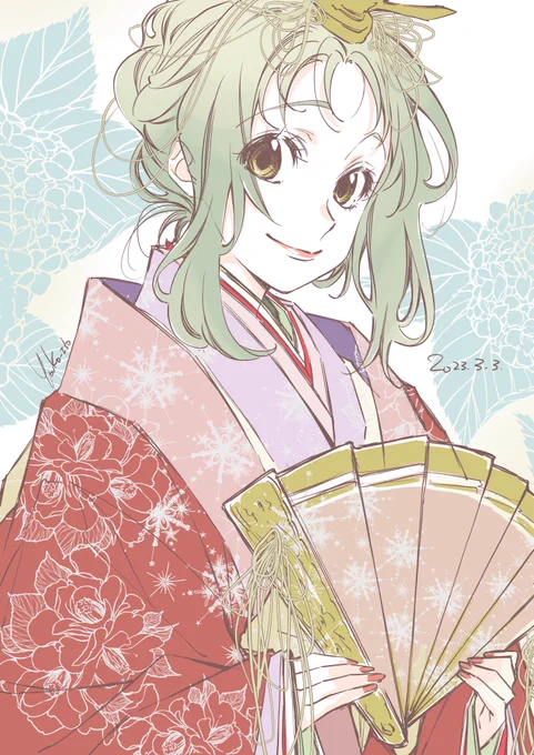 こころくん!お誕生日おめでとう〜!と思い、絵を描こうとしたのですが山本亜衣さん( )が素敵なおだいりさまを描いていらしたので、私は隣に座るおひなさまを… 
