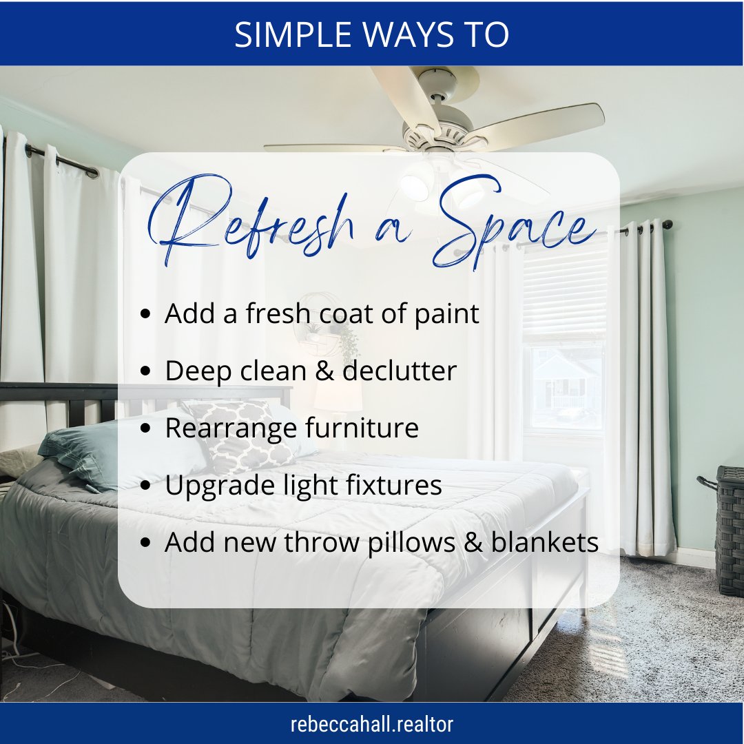 Looking to brighten up a room in your home? Try these simple, easy tips to bring a new energy into your home. A little can go a long way!
#homedécor #homehacks #refreshyourspace #homestyle #cummingsrealtors