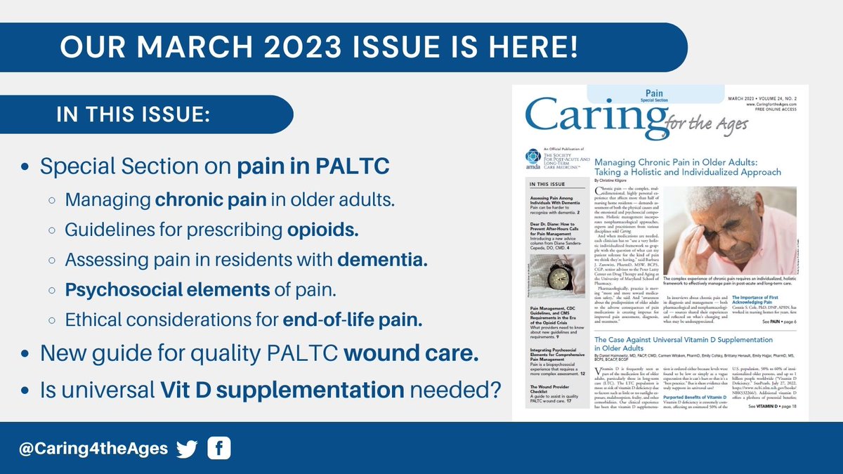 Caring for the Ages (@caring4theages) on Twitter photo It's here! Our March issue includes a special section on #pain in post-acute and long-term care: caringfortheages.com/issue/S1526-41… <a href="/AMDApaltc/">AMDA - The Society for PALTC Medicine</a> <a href="/PALTCFoundation/">The Foundation for PALTC Medicine</a> #paltc It's here! Our March issue includes a special section on #pain in post-acute and long-term care: caringfortheages.com/issue/S1526-41… <a href="/AMDApaltc/">AMDA - The Society for PALTC Medicine</a> <a href="/PALTCFoundation/">The Foundation for PALTC Medicine</a> #paltc