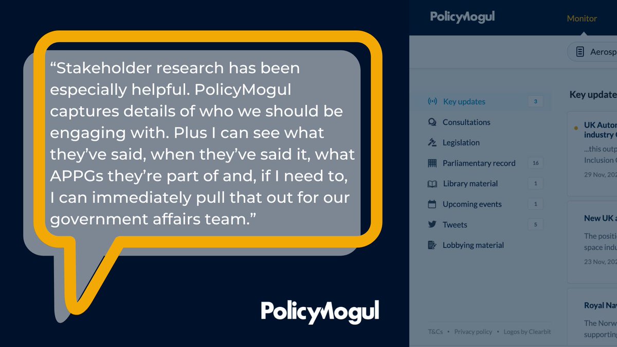 PolicyMogul's tweet image. FRIDAY FAVOURITE! - Each week, we share a user&apos;s favourite thing about PolicyMogul. Discover which part of the platform is your favourite with a free two-week trial at buff.ly/3YjUolJ
#UKPolitics #PublicAffairs #PoliticalMonitoring