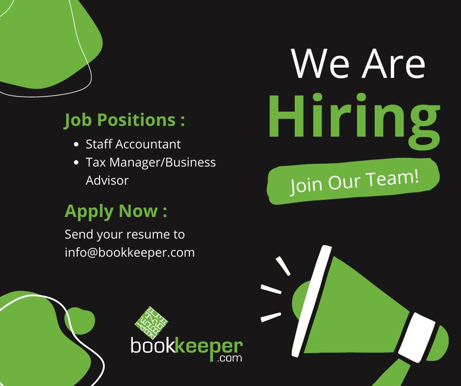 WebBookkeeper's tweet image. Are you looking to take on a new challenge? Send your resume to info@bookkeeper.com!

#staffaccountant
#taxmanager