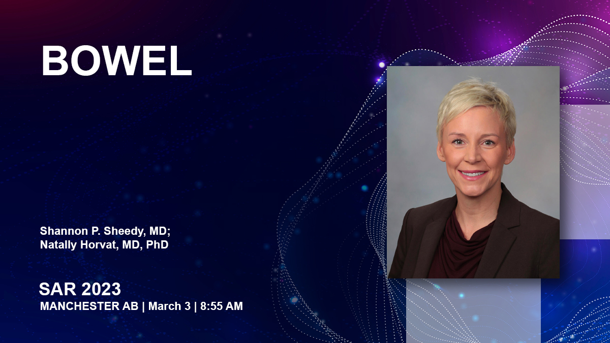 Mayo Clinic Radiology (@mayoradiology) on Twitter photo Don't miss Dr. Shannon Sheedy present "Bowel" at 8:55 a.m. today during Plenary Session X (8-9:30 a.m.), "Multidisciplinary Cases Part 2: What the Clinicians Want to Know," in Manchester AB at #SAR23. #MayoAtSAR23 Don't miss Dr. Shannon Sheedy present "Bowel" at 8:55 a.m. today during Plenary Session X (8-9:30 a.m.), "Multidisciplinary Cases Part 2: What the Clinicians Want to Know," in Manchester AB at #SAR23. #MayoAtSAR23