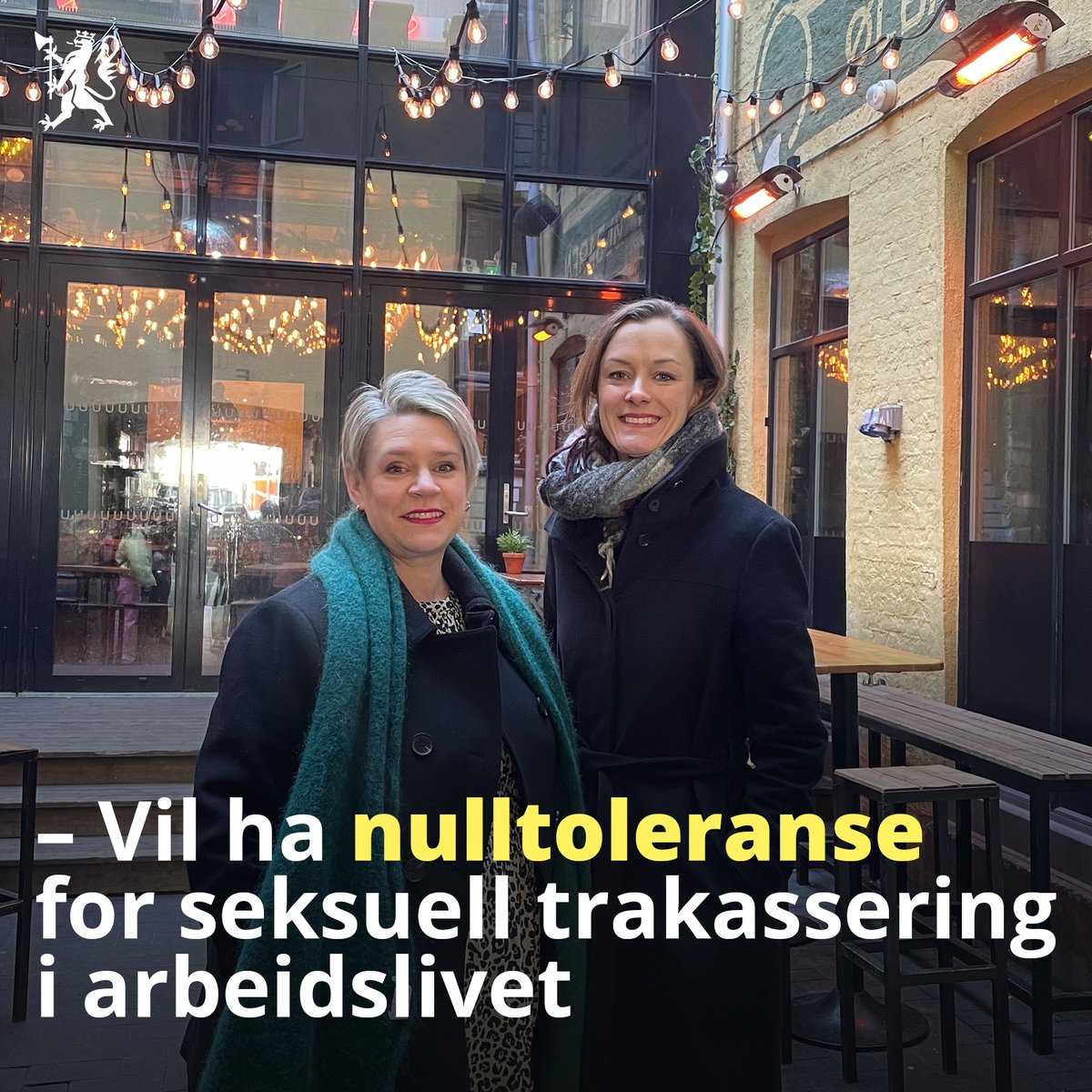 Nulltoleranse for seksuell trakassering:  
Gjennom å presisere at vernet mot trakassering i arbeidsmiljølova også gir vern mot seksuell trakassering, vil regjeringa styrke arbeidet mot trakassering i arbeidslivet. Les mer om hva regjeringen foreslår: regjeringen.no/no/aktuelt/reg…