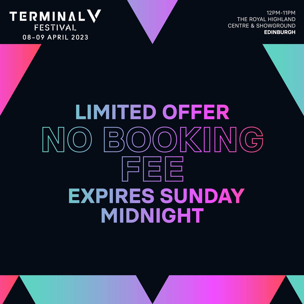A weekend gift from Skiddle…🙌

Until MIDNIGHT on Sunday there will be no booking on all Terminal V Festival tickets booked this weekend. Save on weekend and single day tickets!

Head to our bio to grab one.
