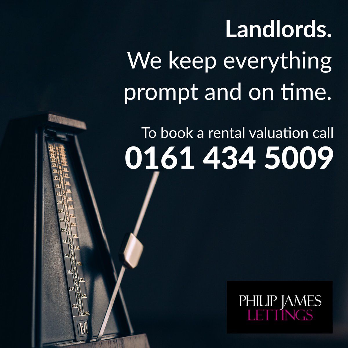Landlords. We keep everything prompt and on time 🕰️

If you want to work with a first class #estateagent call our #lettings team on 0161 434 5009 or email neil@philipjames.co.uk