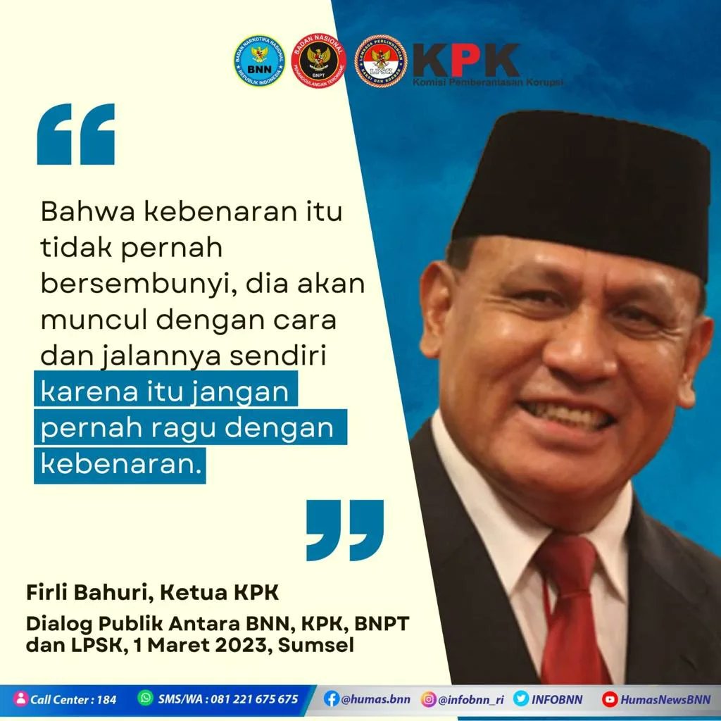 infobnn_kota_ju's tweet photo. Dialog Publik Antara BNN, KPK, BNPT dan LPSK. 1 Maret 2023, SUMSEL. @INFOBNN
#BNNKJakut
#JakutBersinar
#IndonesiaBersinar
#SpeedNeverLetUp
#WarOnDrugs https://t.co/GPzFMqPV1w