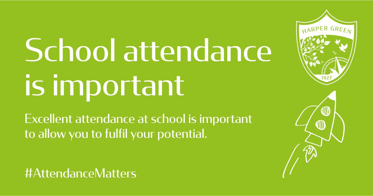 Remember, every single day in school counts towards YOUR future. 

Be in, be on time and smash your attendance target of 96%.

#WeAreHarper #ThisIsHowWeDoItHere